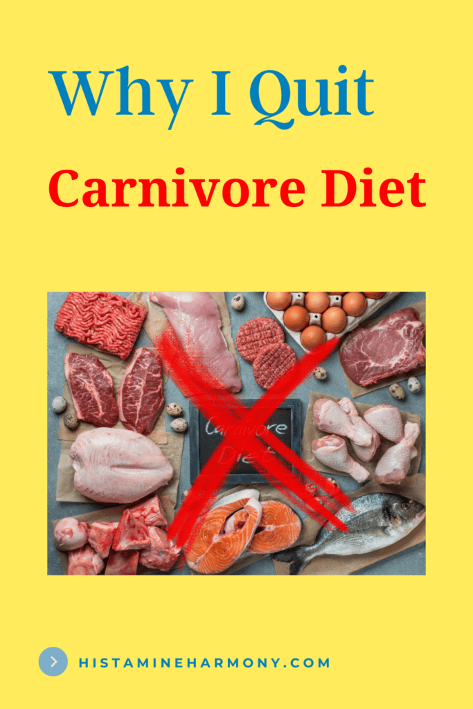 Pinterest Pin Image with picture of various meats and a red x overlay. Text says why I quit the carnivore diet. 